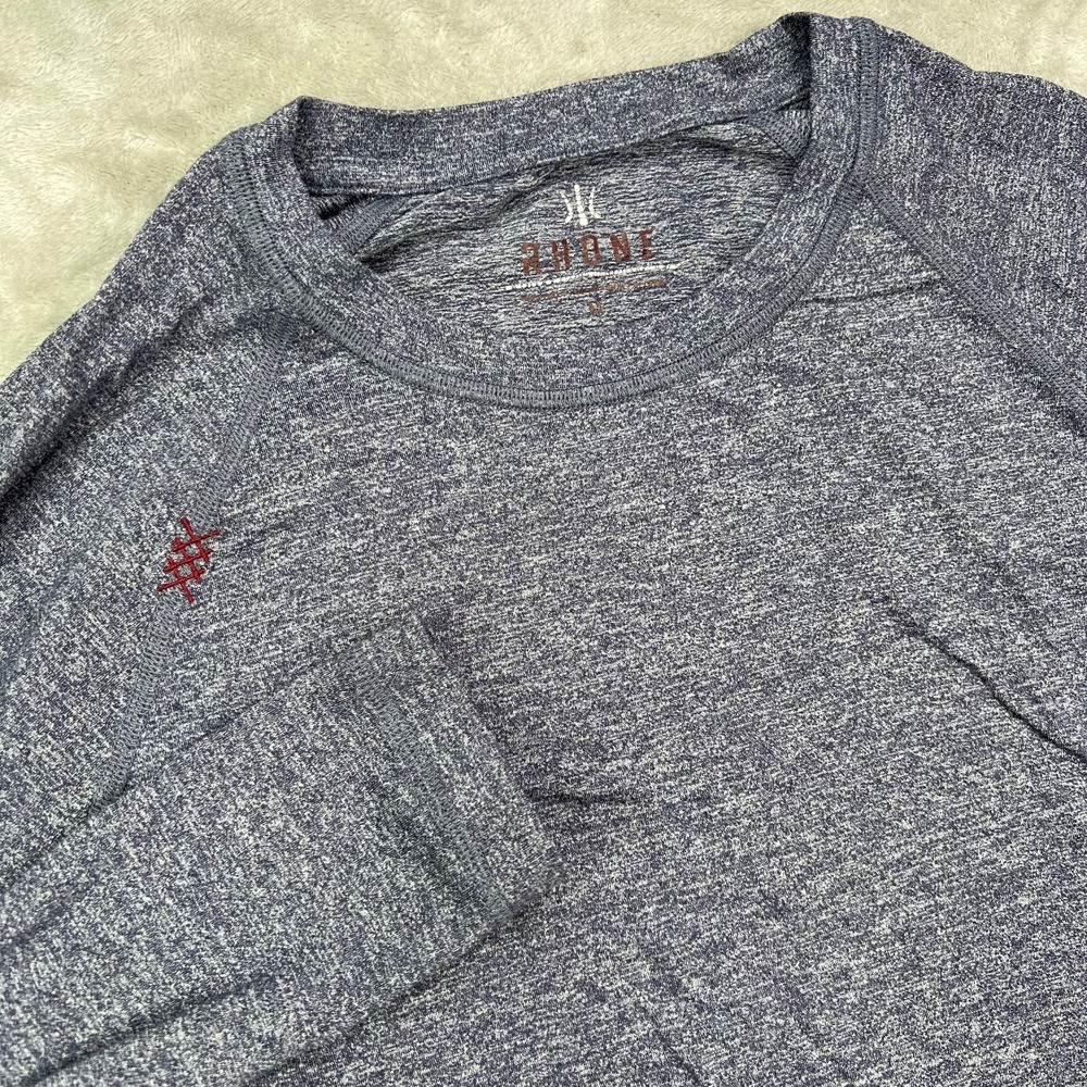 Rhone Shirt Mens Medium Heather Gray Long Sleeve Crew Neck Slim Fit Athletic Gym
